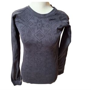 Calia Patterned Charcoal Long Sleeve Stretch Top